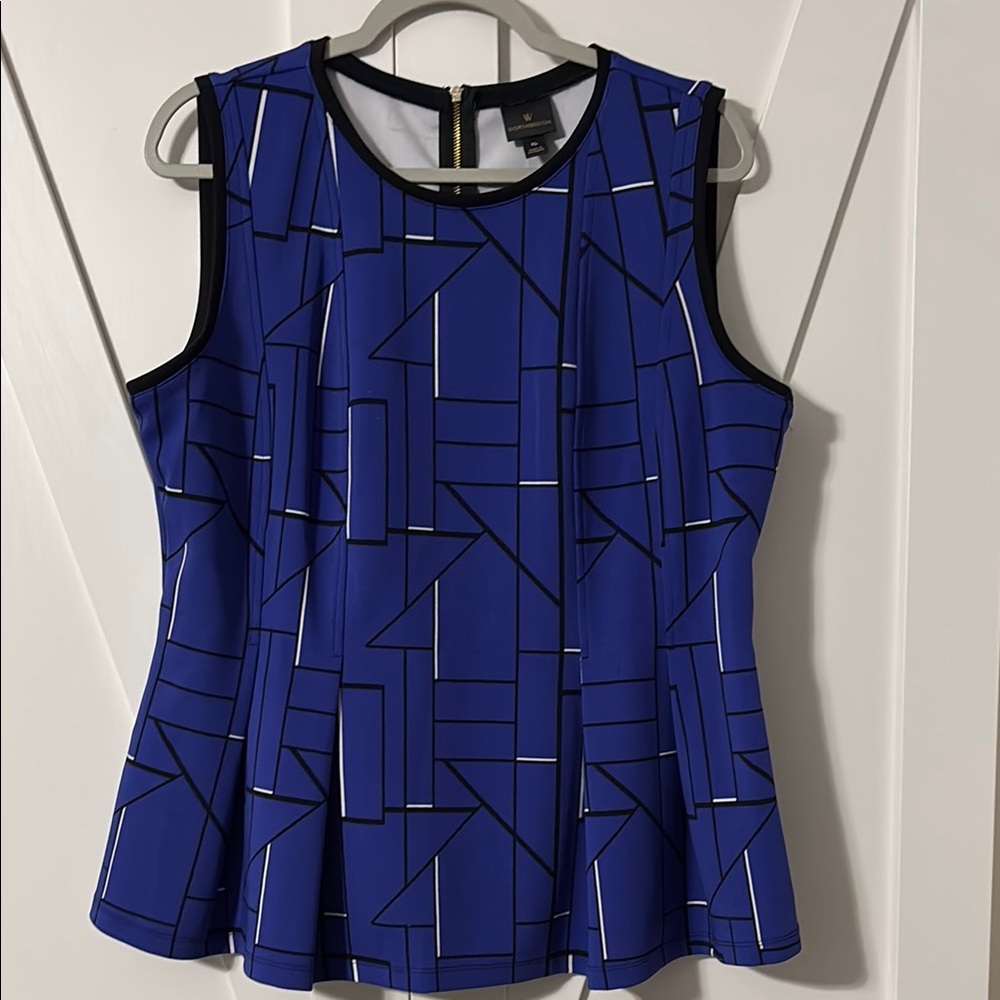 Geometric Blue Sleeveless Top